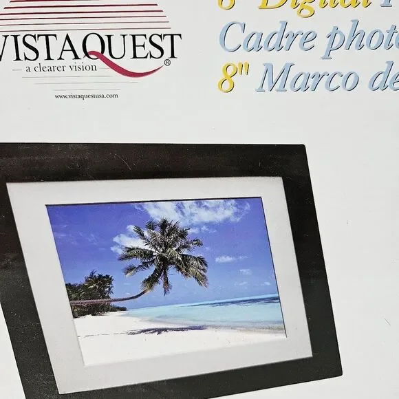 NIB VistaQuest VQ0801W 8" Remote Control Digital Picture Frame Black In Box - Picture 3 of 9